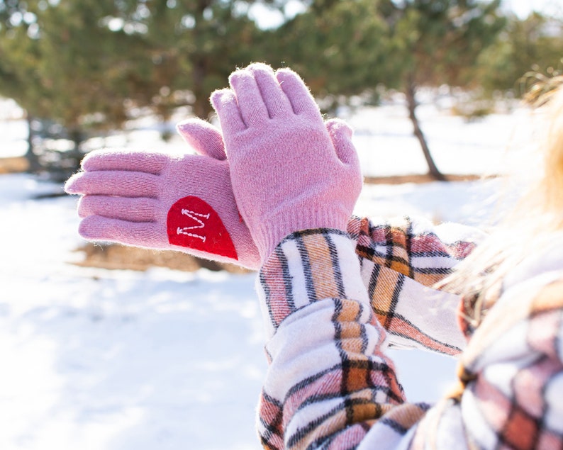 Personalized Pink Winter Gloves Gift For Women image 8