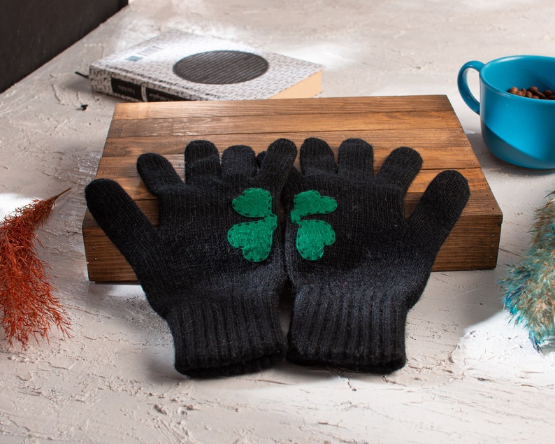 Black Winter Gloves For Men St Patricks Day Gift image 4