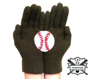 Green Wool Winter Gloves - Baseball Gifts