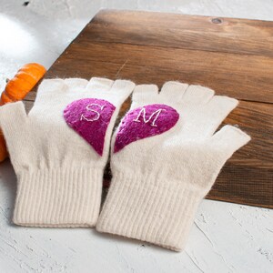 Personalized Ivory White Mittens for Women image 3