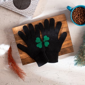 Black Winter Gloves For Men St Patricks Day Gift image 2
