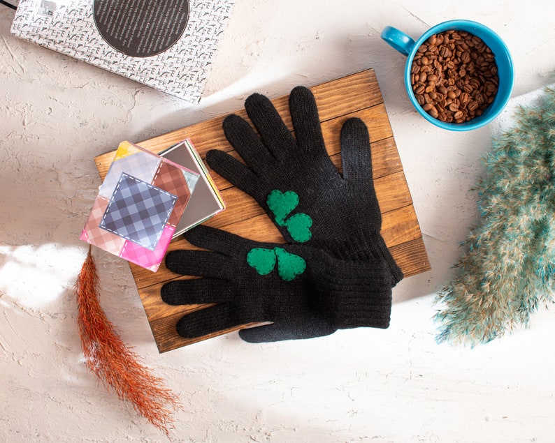 Black Winter Gloves For Men St Patricks Day Gift image 3