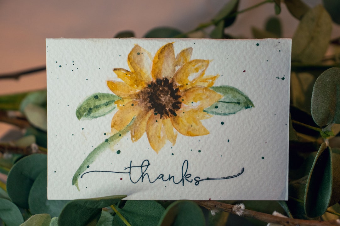 Watercolor Flower Thank You Cards singular - Etsy