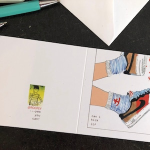 Czy mogę kopnąć? Tak, możesz! nike air max trainer funky trainer design mała kartka z pozdrowieniami 10 x 10 cm ilustrowana i drukowana w pełnym kolorze