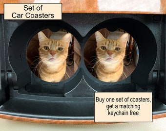 Car Custom Pet or People Car Coaster, Set of 2, Personalized Car Coasters, Cup Holder Coasters, Custom Coasters, Pet Coasters, Cat Coaster
