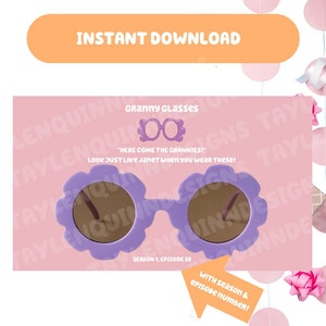 Étiquettes de faveur de fête | Lunettes de grand-mère | Rose | Cartes de faveur de fête | Téléchargement instantané