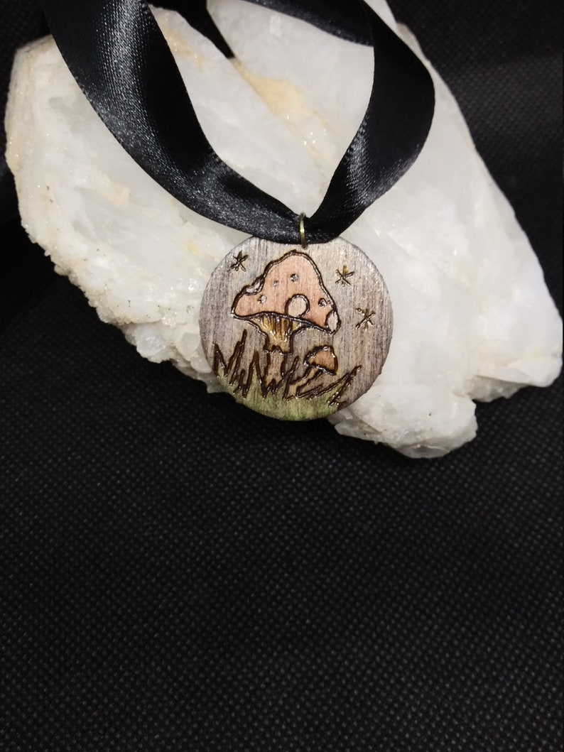 Wooden Toadstool PendantNecklace