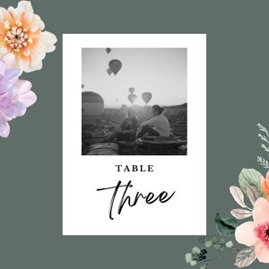 Wedding Table Numbers with Photos Template - Digital Download, Editable, Photo Table Numbers, Wedding Table Numbers