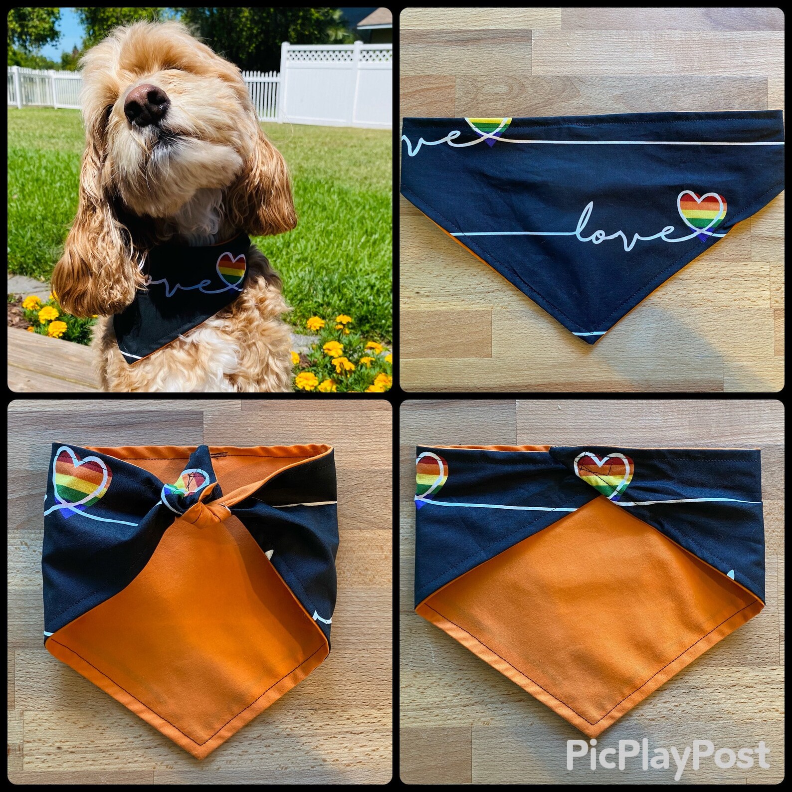 LGBTQ Pride Reversible Dog Bandana with Velcro Closure Etsy