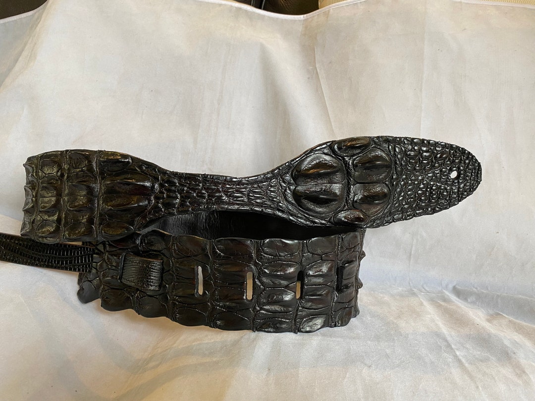 Black Saltwater Crocodile Guitar Strap Etsy