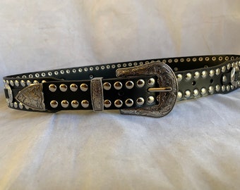 Black Leather studded/concho Weston Belt