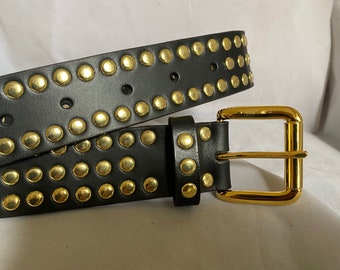 ベルト Golden  Trinidad Thin Belt With Studs Trinidad thin belt in dark brown leather with silver studs