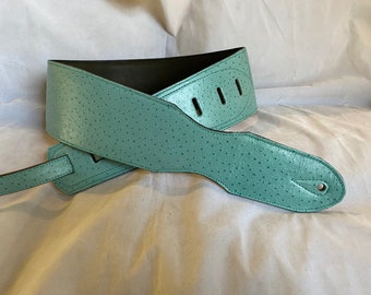 Green Ostrich Wide Guitar Strap