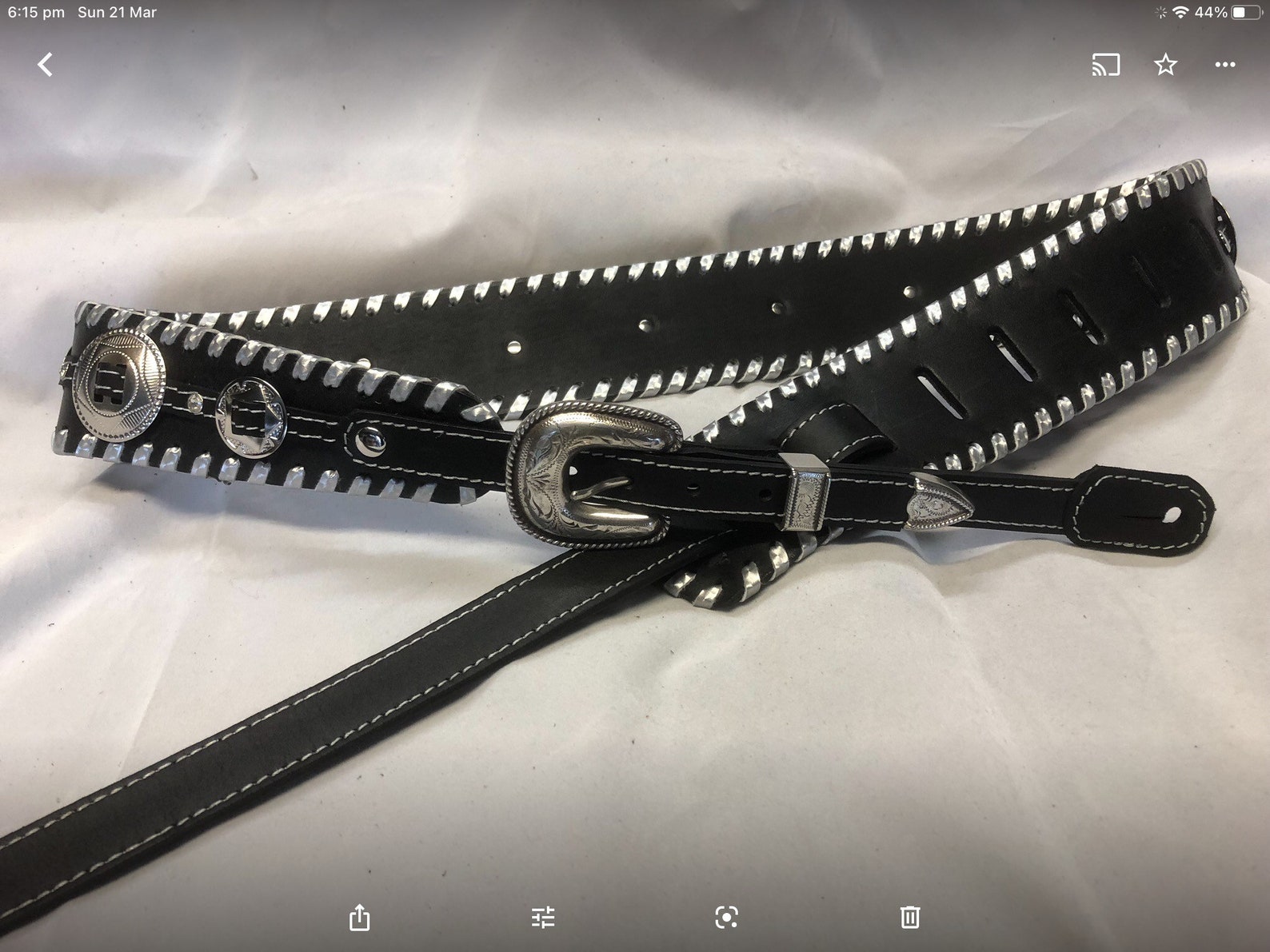 Leather Black Concho Bass/guitar Strap Etsy Australia