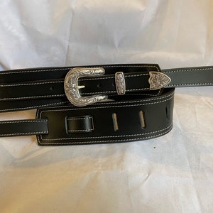 Black Leather Buckled Guitar Strap