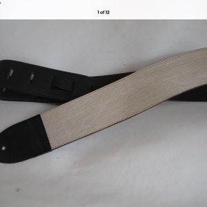 Leather cream ribbed bass/guitar strap