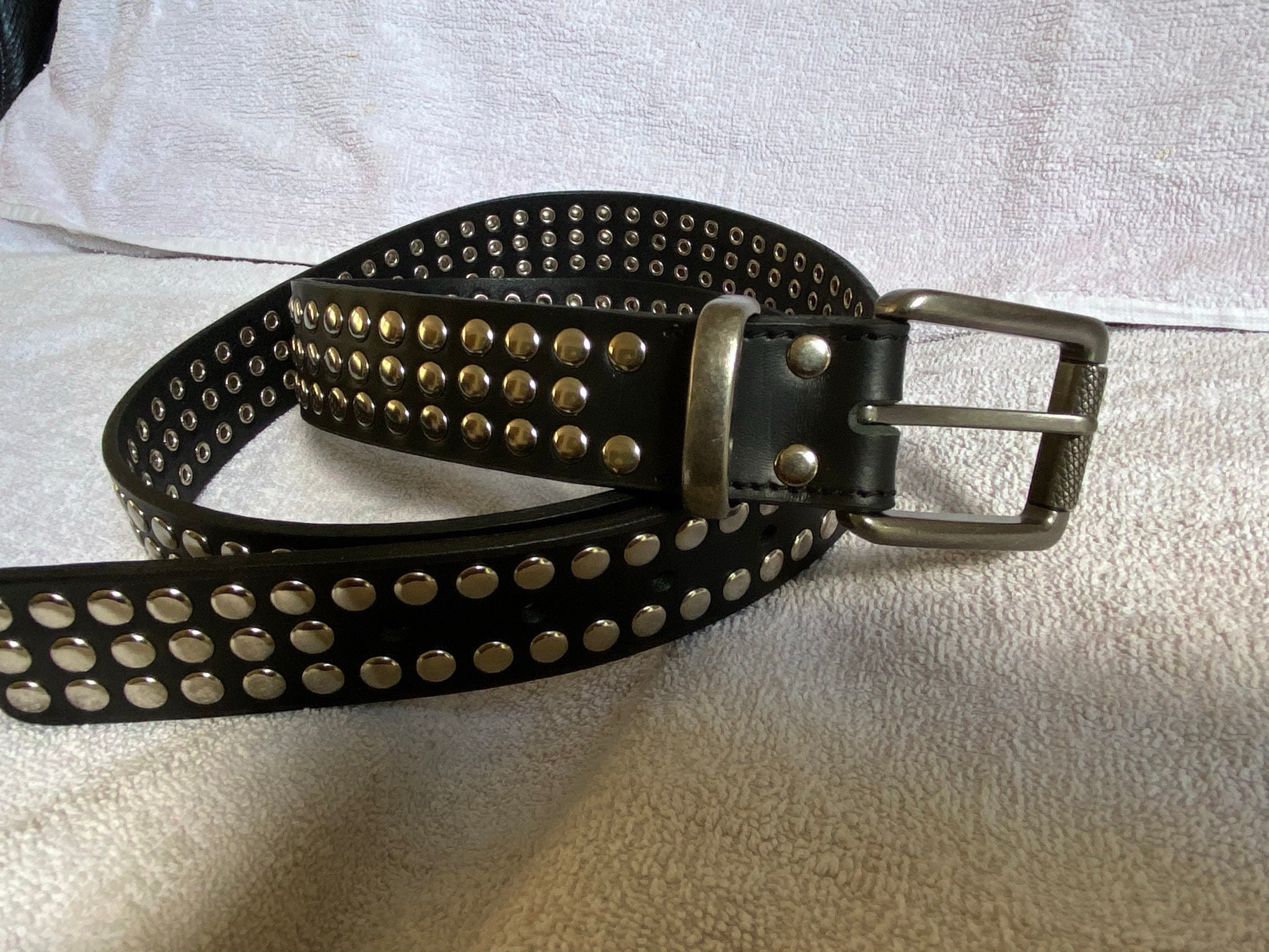 Genuine Leather Studded Belt - Etsy