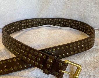 Leather Brown Antique Studded Belt