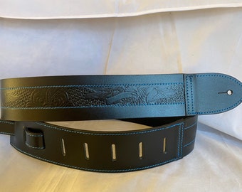 Black leather EAGLE guitar strap