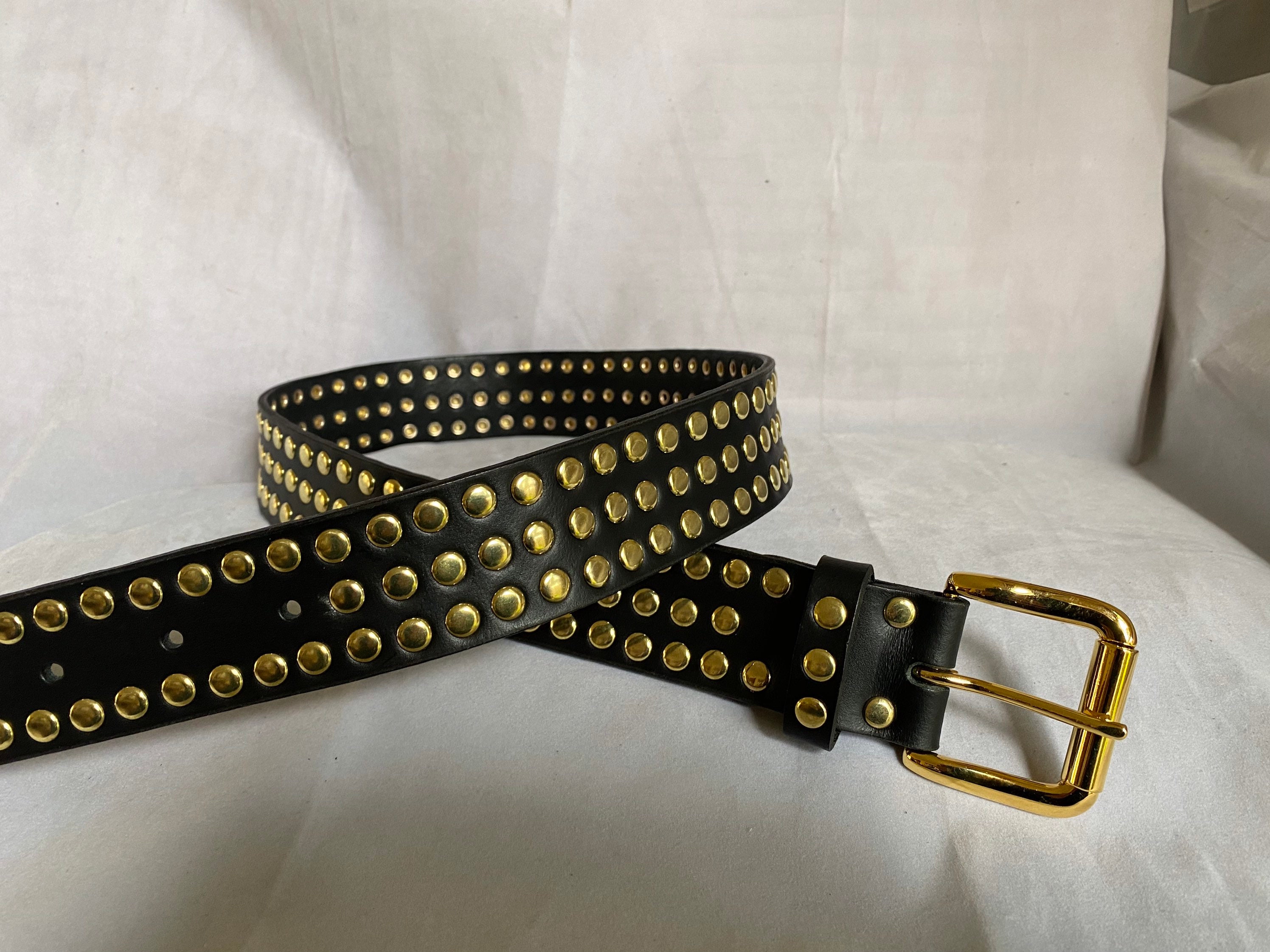 vintage MAXIMALIST gold studded LEATHER BELT S M Vintage Michael Morrison Gold Studded Leather Belt With  main image 4