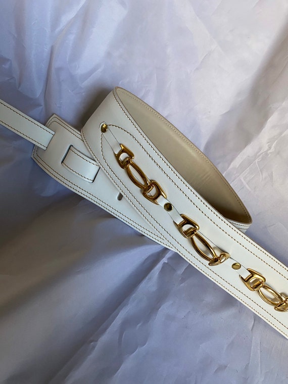 White Leather Guitar Strap Etsy