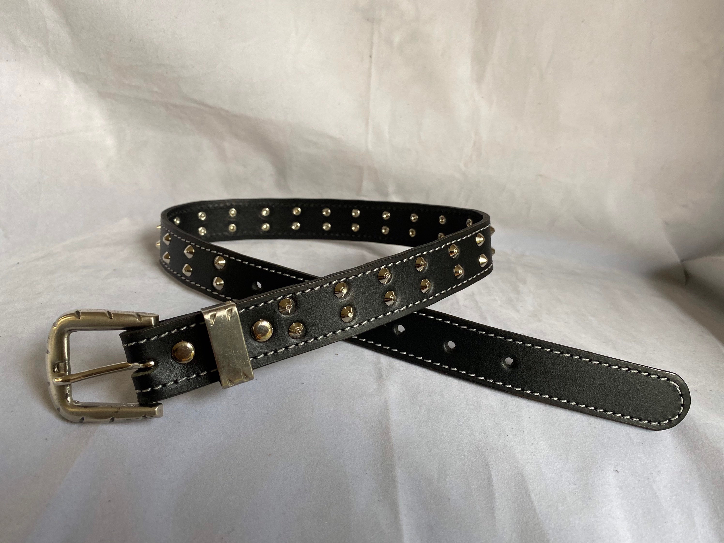 独特な 【送料無料】 Black Leather Etsy - Belt Studded 小物
