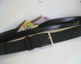 Black Leather Money Belt