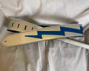 Silver/ Blue lighting guitar strap