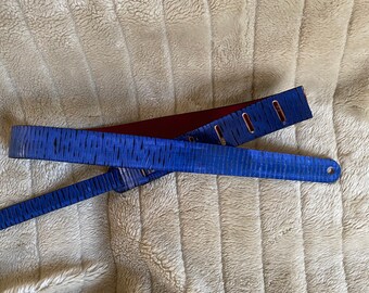 Electric Blue leather guitar strap