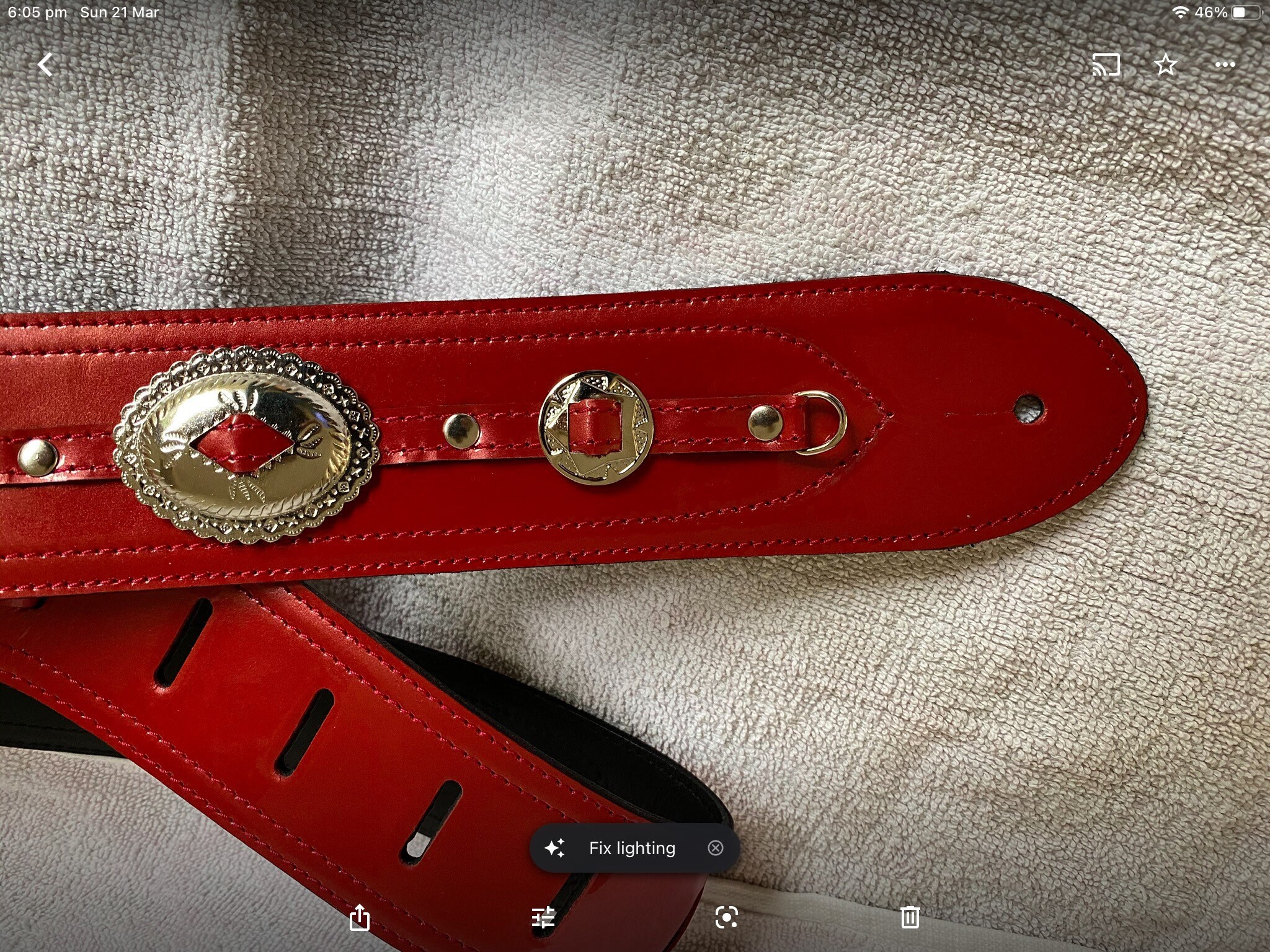Red Hi Shine leather Concho Guitar strap Etsy