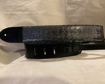 Black Bling leather guitar strap