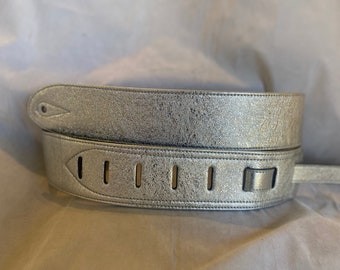 Silver Leather Guitar Strap