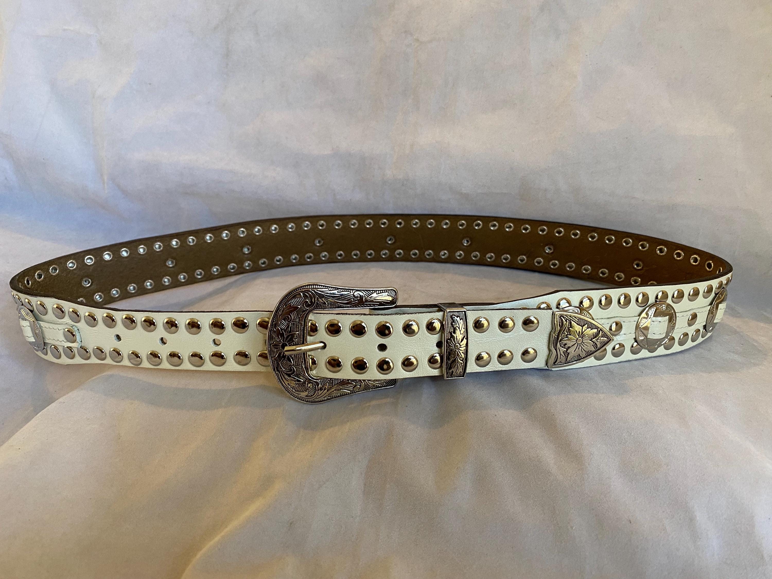 小物 Vintage White Hard Studded Design Belt Vintage White Hard Studded Design Belt - メルカリ