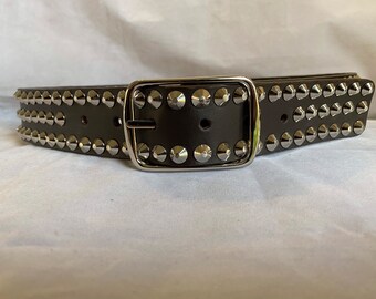 TIBERIO FERRETTI Studded Leather Belt. - Etsy display picture 3