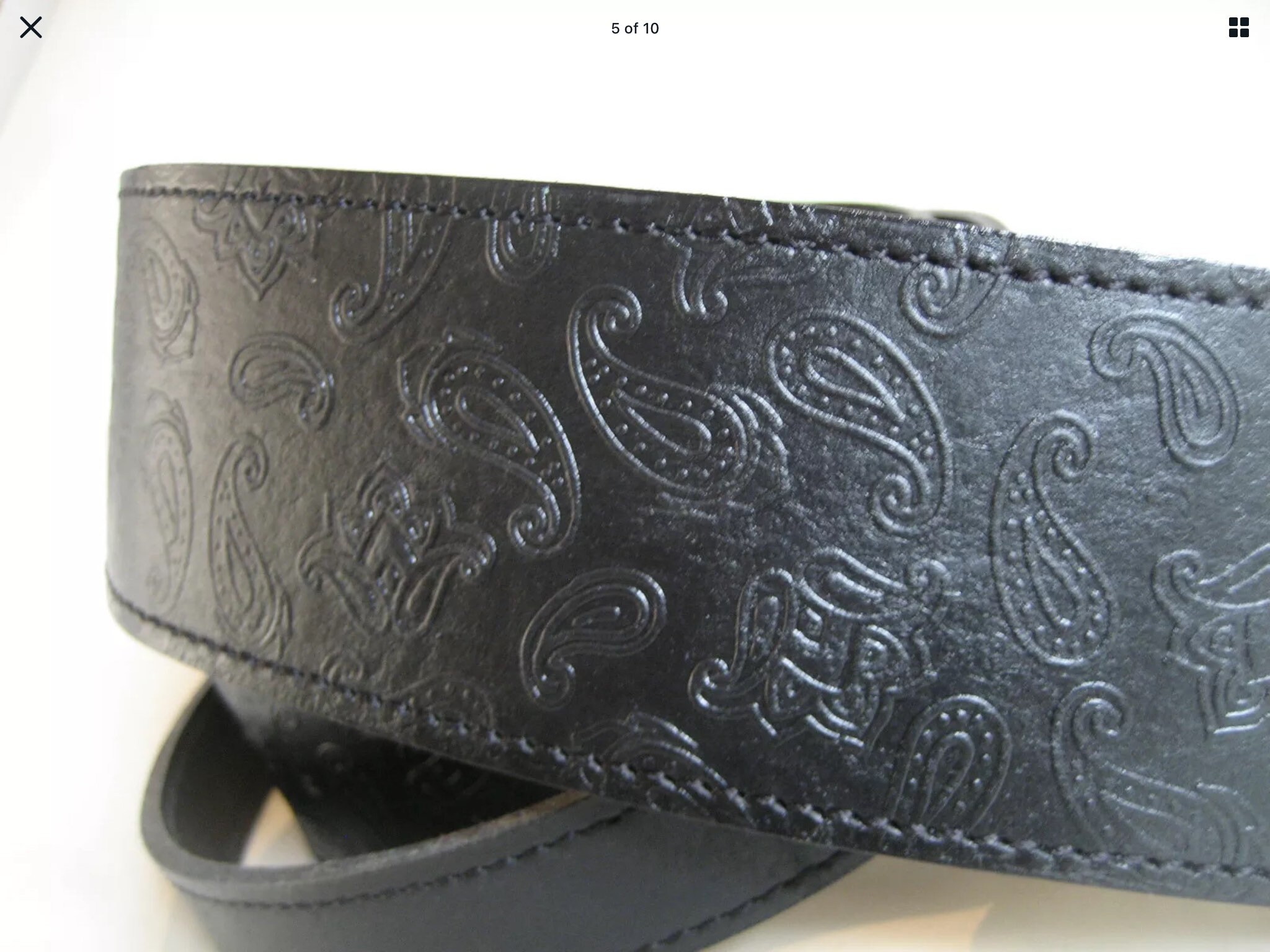 Black Leather Paisley Guitar Strap Etsy