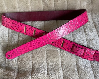 Hot Pink Leather Guitar Strap
