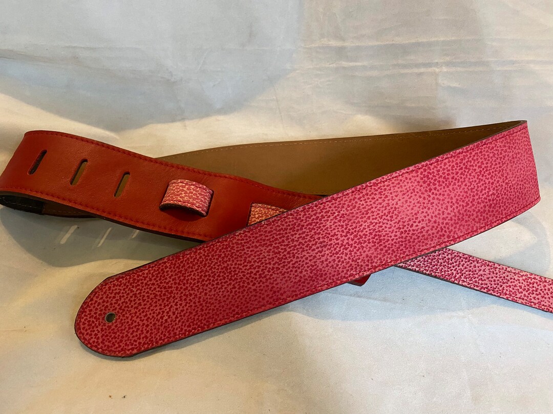 Red Leather Guitar Strap Etsy