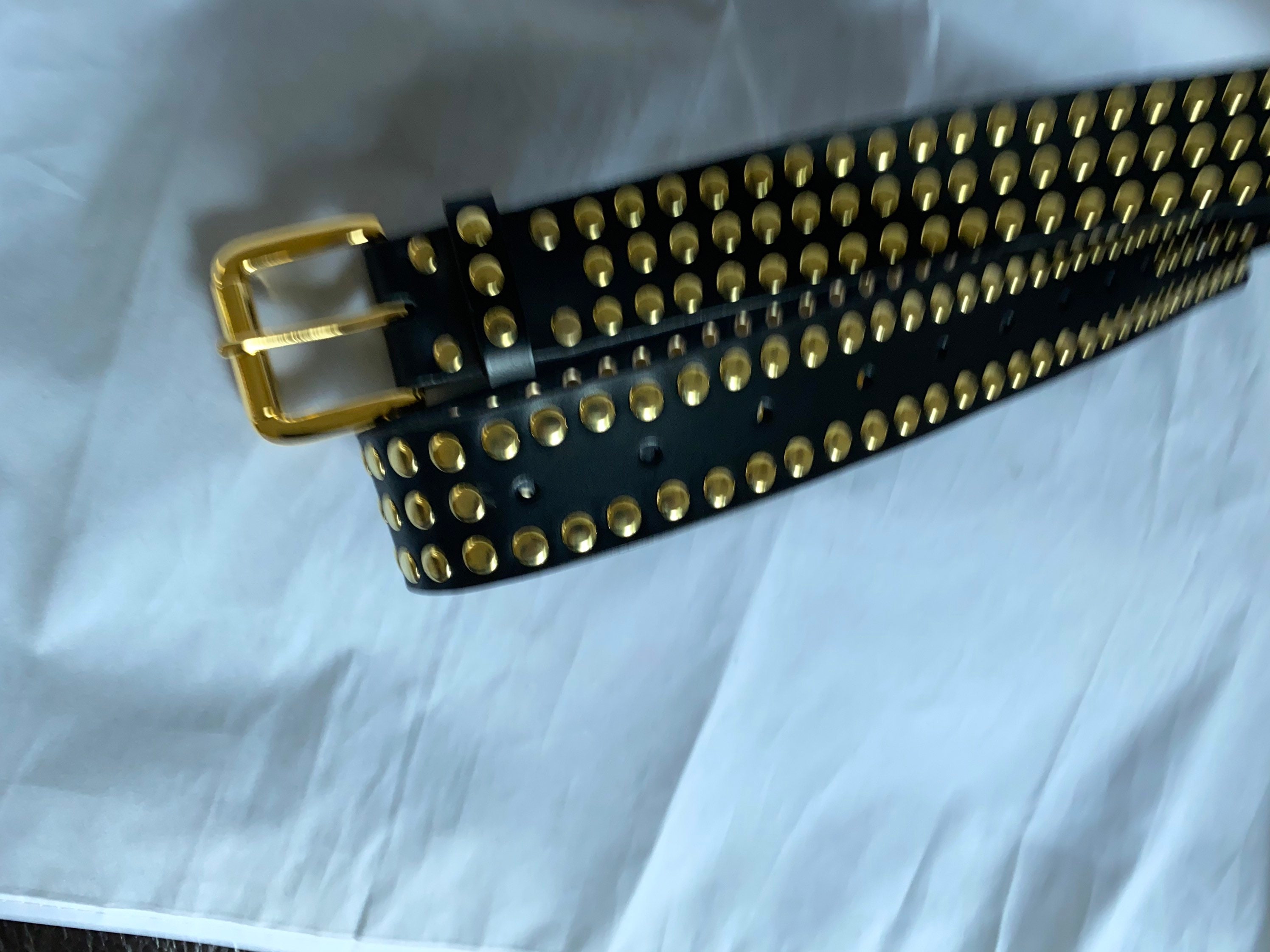 Black Leather Gold Studded Belt - Etsy display picture 2