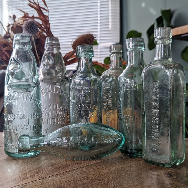 Antique Vintage Glass Bottles | Codd Neck Bottle | Collectable Corston Bottle | Great War Bottles