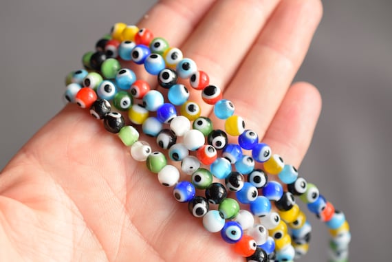 Multicolor Evil Eye Beads, Full Strand, Evil Eye Beads for