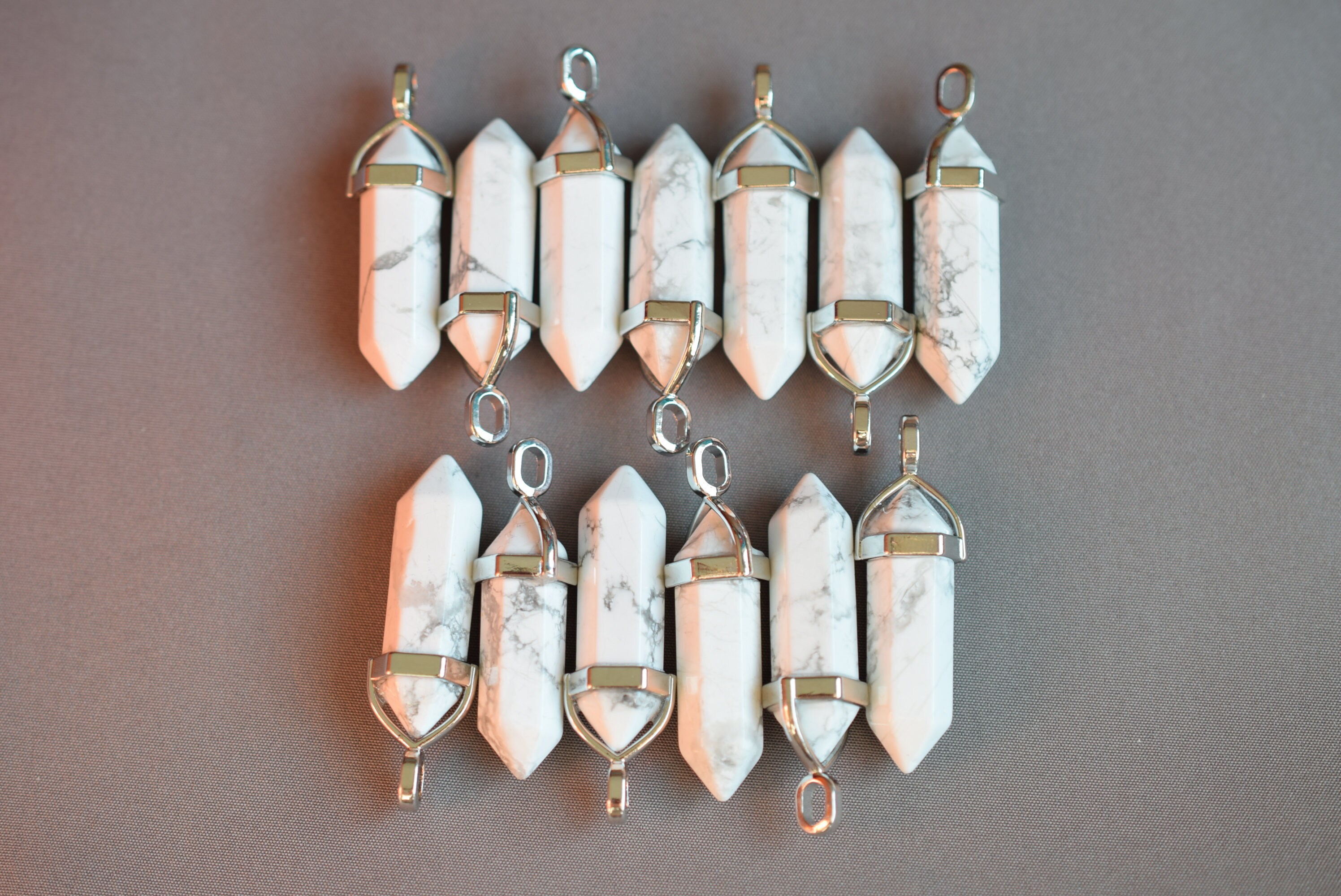 Natural Healing Crystal Pendant, White Marble Crystal Pendant, Howlite