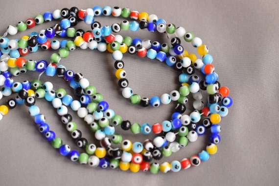 Multicolor Evil Eye Beads, Full Strand, Evil Eye Beads for