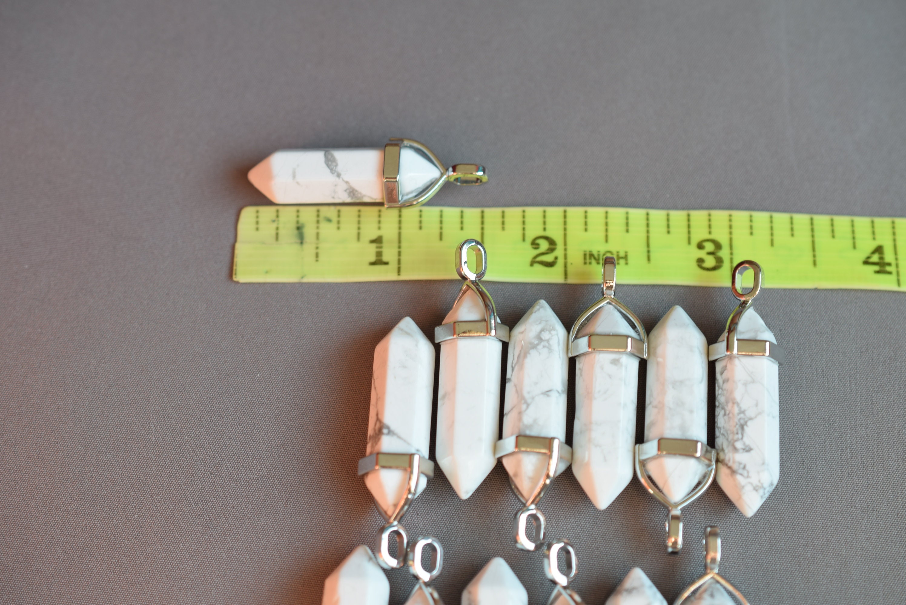 Natural Healing Crystal Pendant, White Marble Crystal Pendant, Howlite