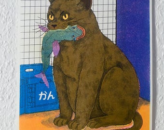 Straatkat in Tokio - A4-risografiekunstdruk