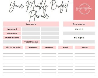 Monthly Detailed Budget Planner