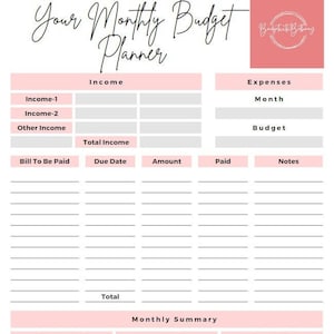 Monthly Detailed Budget Planner