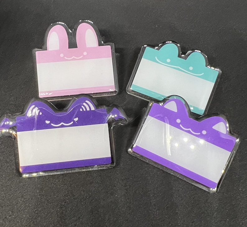Cute Animal LGBTQ Name Tag Pronoun Pins Etsy