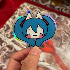 Hatsune Miku Kaomoji Toro Inoue Parody Meme Holographic Sticker