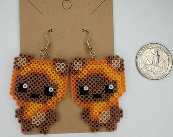 Ewok Star Wars Cosplay Perler Bead Mini Earrings