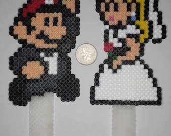 Mario and Princess Peach Wedding Cake Topper - Anniversary Engagement